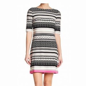 Eliza J New Black Pink Striped Floral Dress